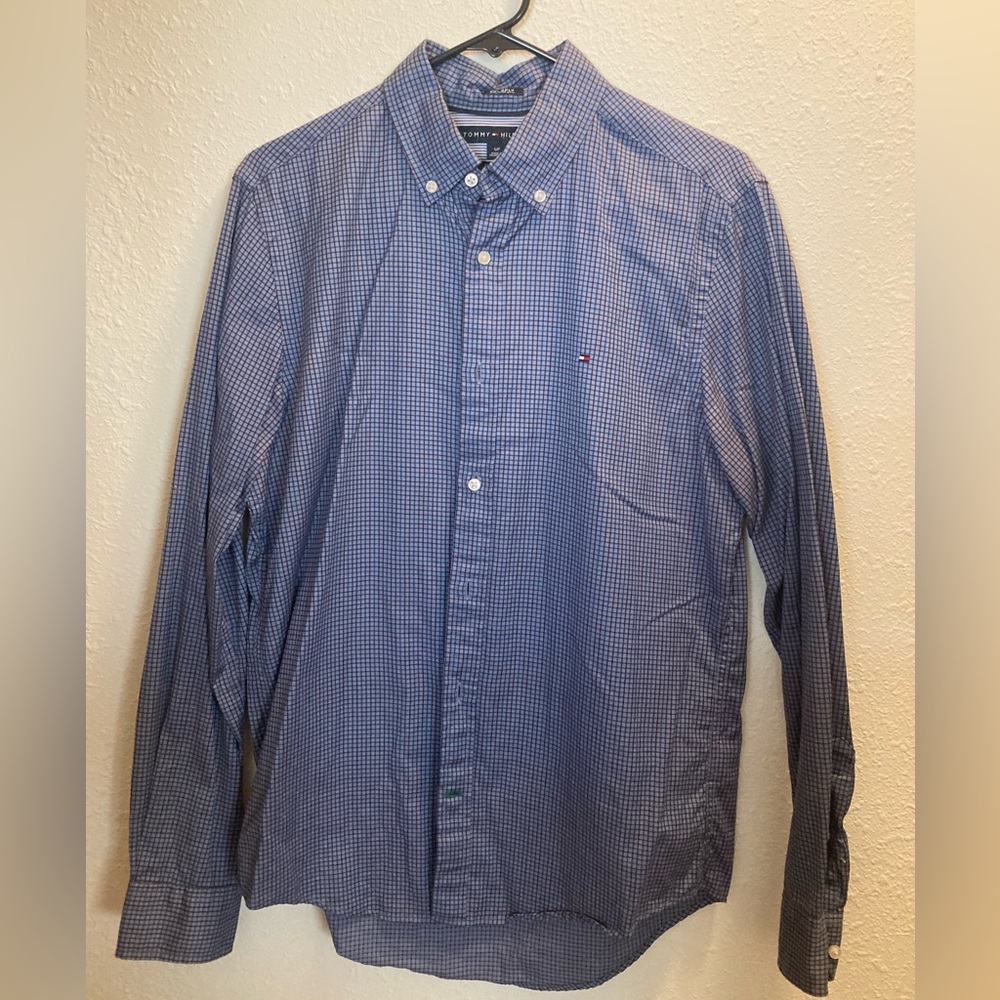 Tommy Hilfiger Maroon Blue Tiny Checks LS Shirt SMALL